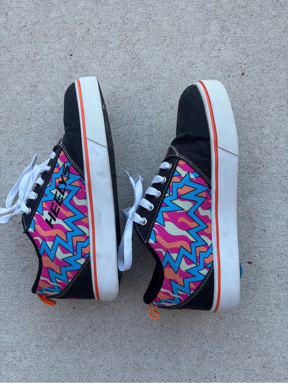 Heelys Kids Black Sneakers with Pink Blue Orange Geometric Print